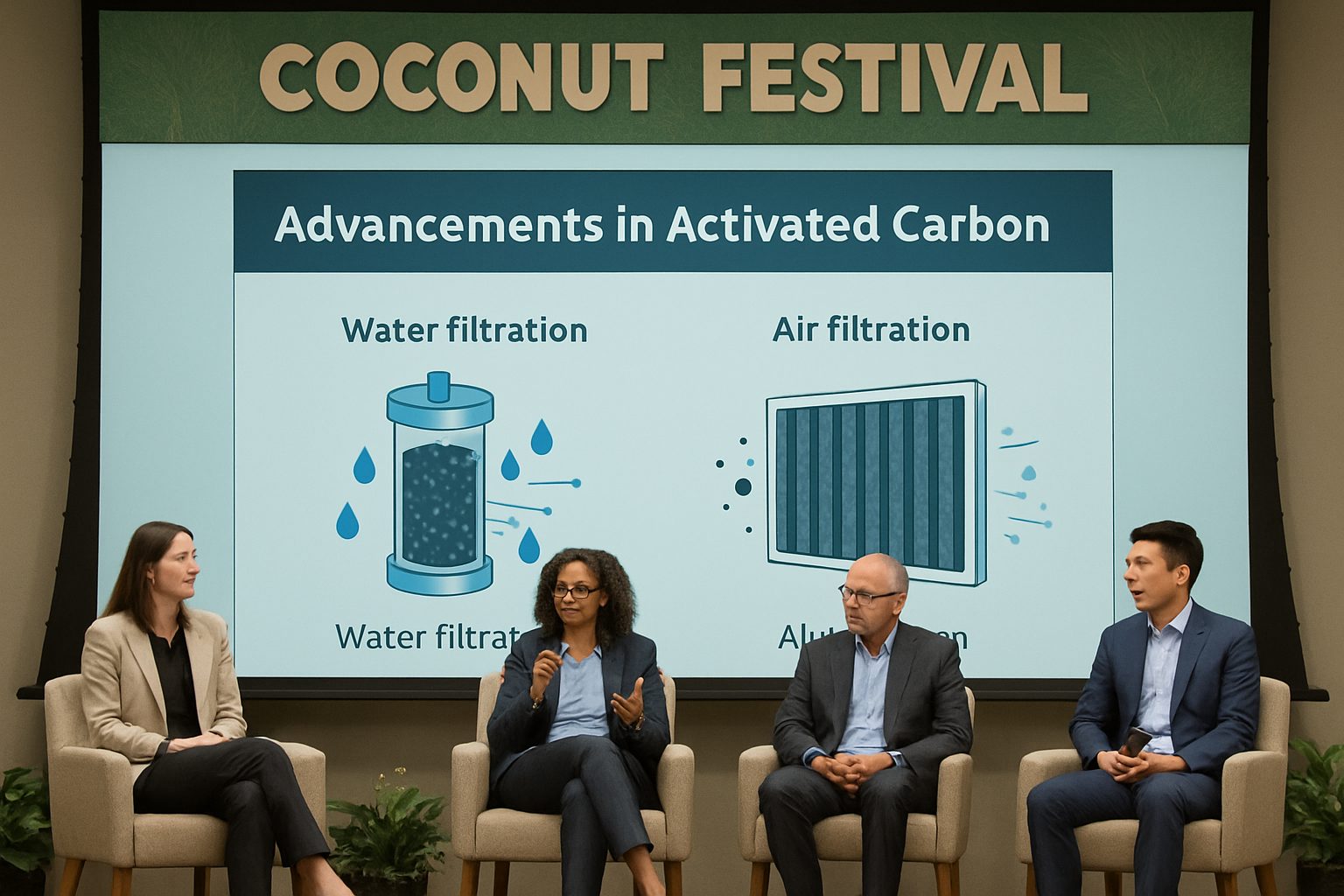 Panel discussion on activated carbon innovations at Coconut Festival.